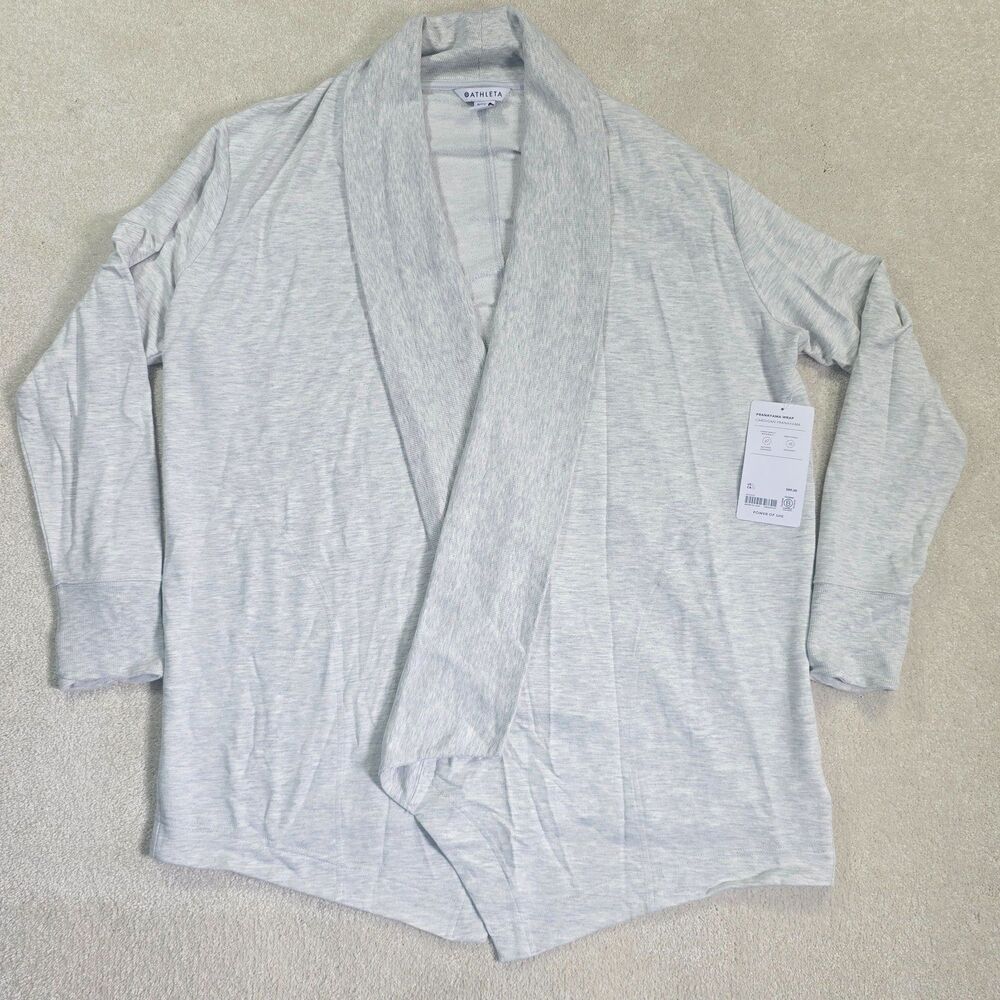 Athleta Pranayama Restore Wrap Cardigan Sweater Women's Large Gray Open Front